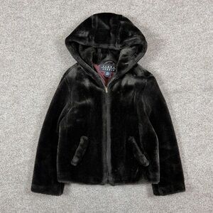 Vintage Siena Studio Brown Faux Fur Hooded Full Zip Short Jacket Women’s Small